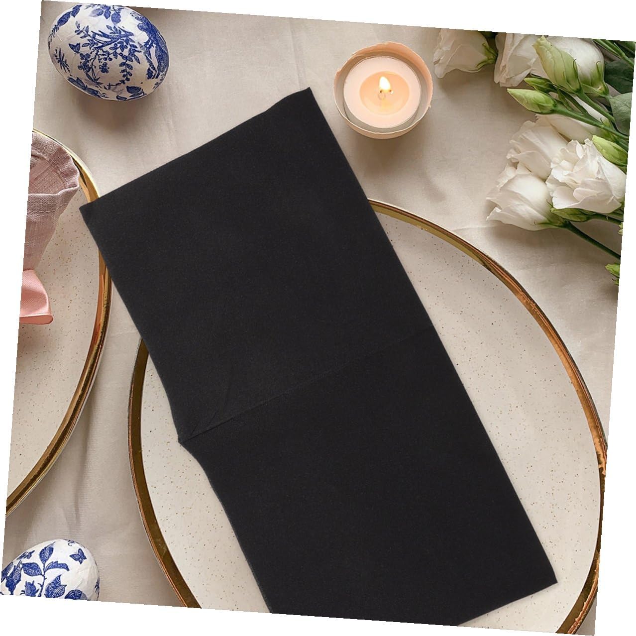 Luxshiny Disposable Hotel Napkins Black 40x40cm Thick Paper Napkins for Wedding Reception Party Supplies 100pcs Disposable Table for Home and Event Decor