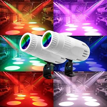 4 in 1 Small Spotlight Mini RGBW LED Beam Spot Lights Stage Effect Lighting LED Beam Pinspot Light for Mirror Ball Club Party Bar DJ Events (White)