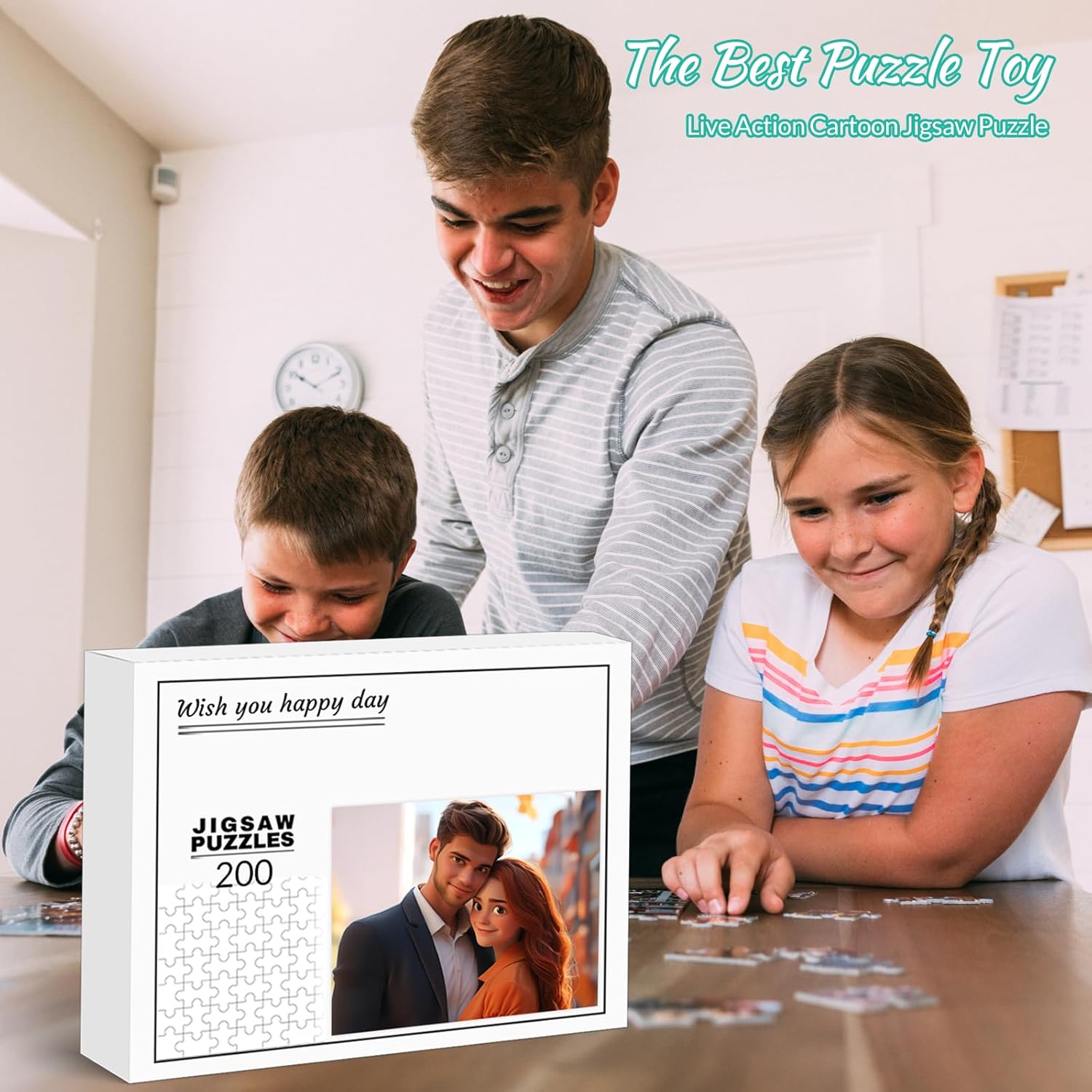 Custom Puzzle Personalized Puzzle 35/70/120/200/300/1500/2000/3000 Pieces Custom Cartoon Puzzles from Photos Custom Jigsaw Puzzle Gift for Family, Wedding, Couple, Pet