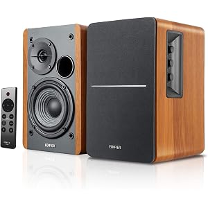 Edifier R1280DBs Active Bluetooth Bookshelf Speakers - Optical Input - 2.0 Wireless Studio Monitor Speaker - 42W RMS with Subwoofer Line Out - Wood Grain