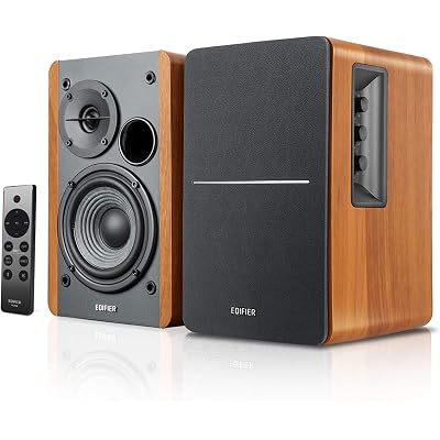 Edifier R1280DBs Active Bluetooth Bookshelf Speakers - Optical Input - 2.0 Wireless Studio Monitor Speaker - 42W RMS with Subwoofer Line Out - Wood Grain