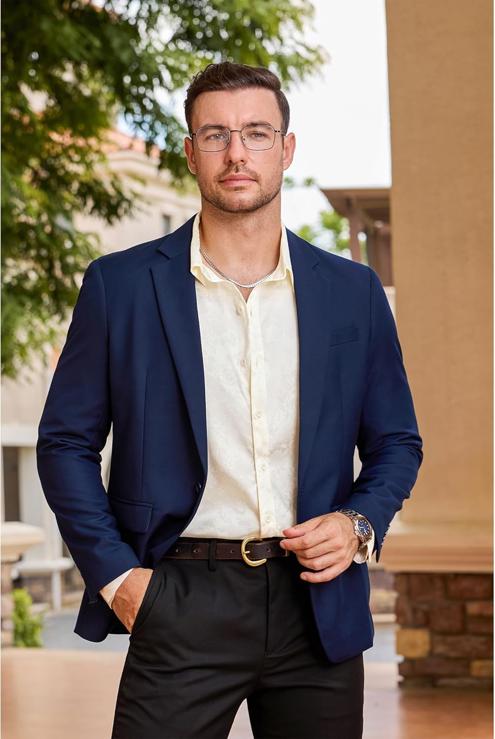 Vssjavun Mens Satin Dress Shirts Long Sleeve Silk Shirt Shiny Luxury Button Up Floral Shirt Party Prom Wedding Shirts - Image 5