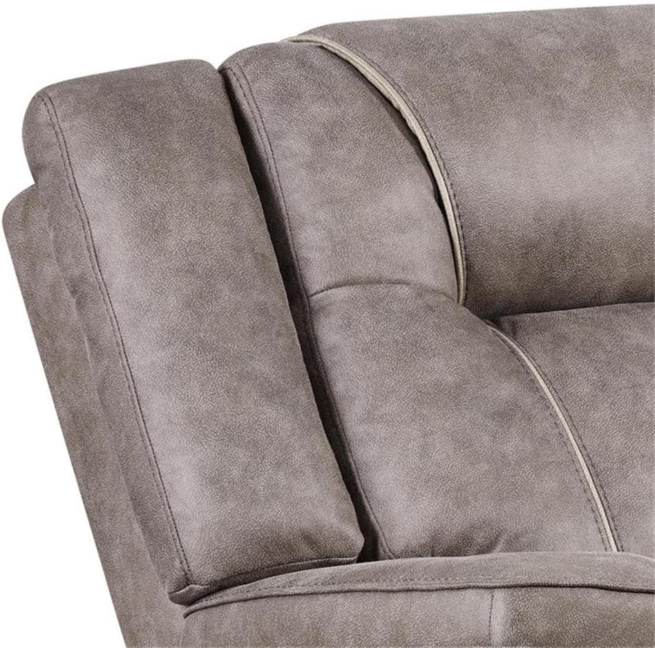Pemberly Row Manual Glider Reclining Sofa Set, Desert Taupe Polyester Fabric, Includes Sofa & Two Recliners, High-Back Pillow Headrest, Plush Arm Design, Oversized Comfort for Living Room