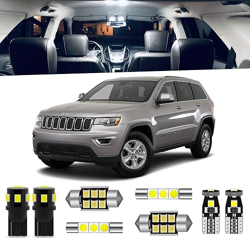 Paquete de 15 piezas de luces LED interiores Grand Cherokee para Jeep Grand Cherokee 2011 2012 2013 2014 2015 2016 2017 2018 2019 2020 blanco 6000K