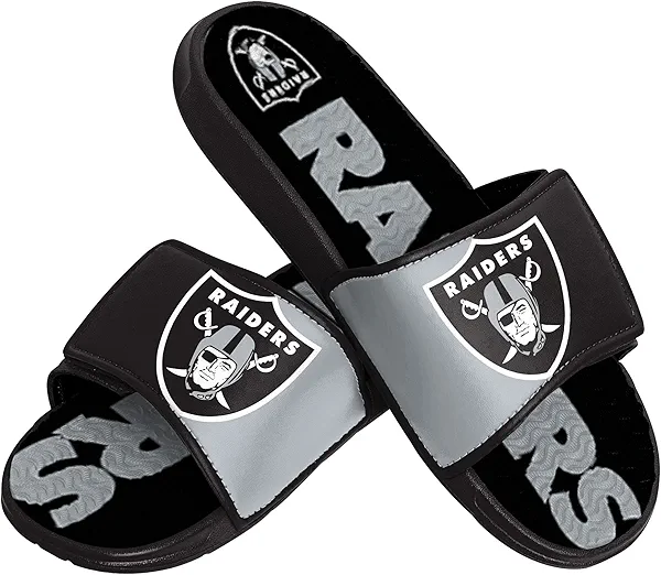 FOCO Mens NFL Team Logo Sport Shower Gel Slide Flip Flop Sandals
