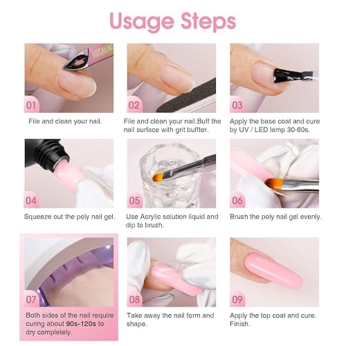Miniatura 9 de ROSALIND Gel de extensión de polietileno rosa perla, 2.7 onzas, constructor de gel de uñas rosa para decoración de uñas, extensión de engrosamiento