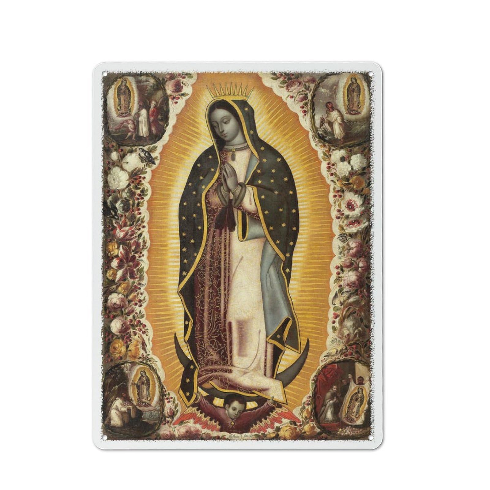 Junmoney Virgin Of Guadalupe Shed Style Rustic Tin Sign 40X30cm Featuring Utility Space Decor For Conservatory, Home Bar Or Utility Room