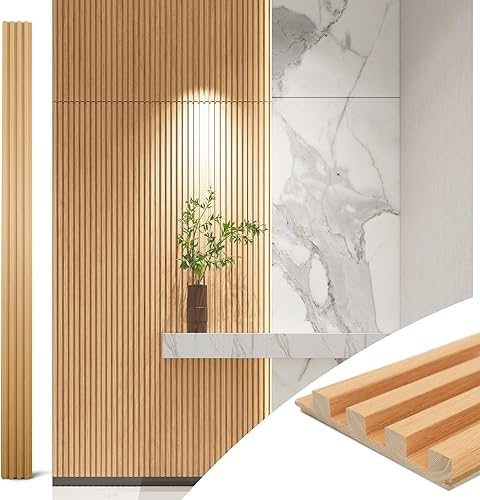 Miniatura 14 de Art3d Paneles de pared de madera de listones para decoración de interiores y techos, paquete de 4 piezas + 1 moldura final, tamaño 108 x 5.7