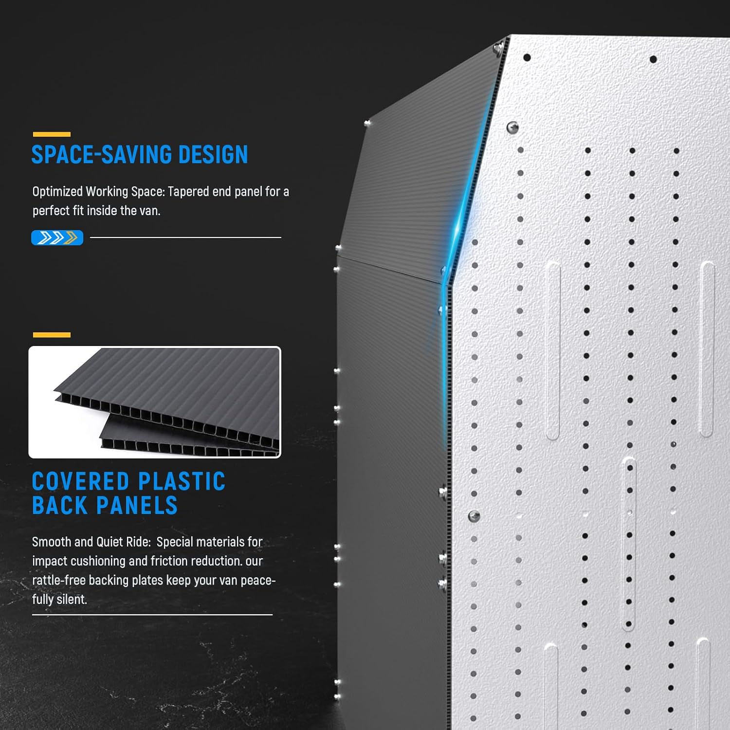AA Products Model SH-6204 Steel Low/Mid/High Roof Van Shelving Storage System Fits Transit, ProMaster and Sprinter, 4 Tiers Van Shelving Units, 42''W x 62''H x 16''D