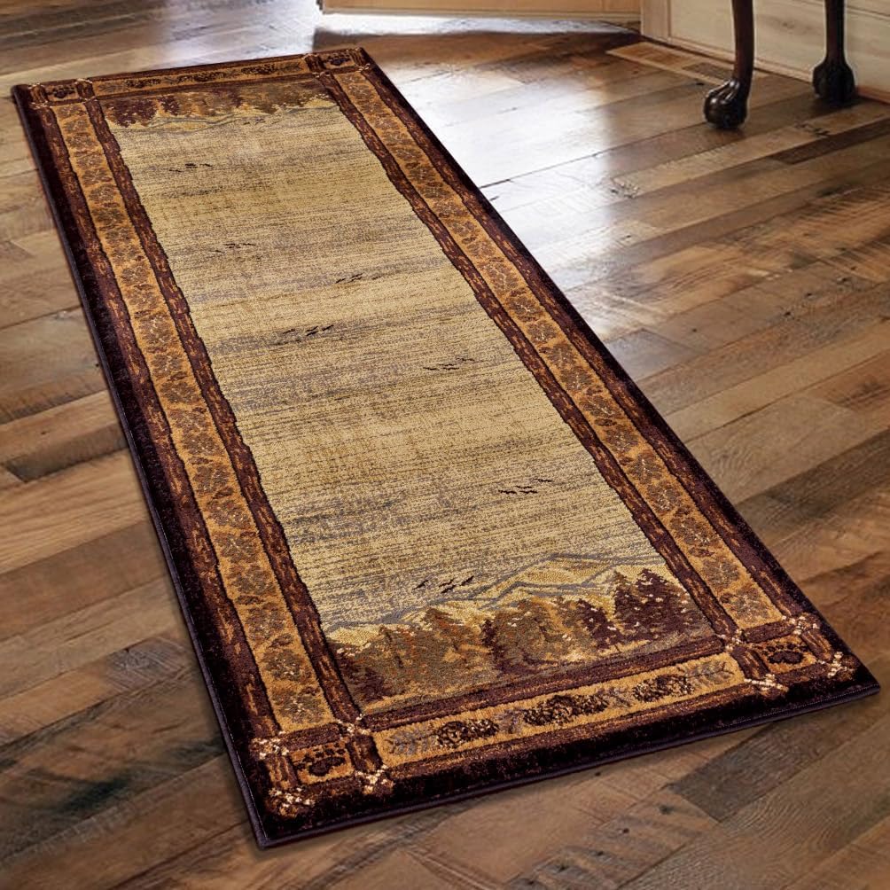 BLACK FOREST DECOR Mountain Vista Rug - 3 x 7, Wood, Indoor Area Rug, 7" W x 3" L x 7" W