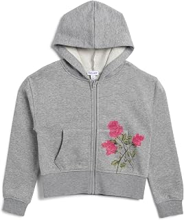 Girls Camellia Rose Zip Up Hoodie SweatshirtHooded Sweatshirt