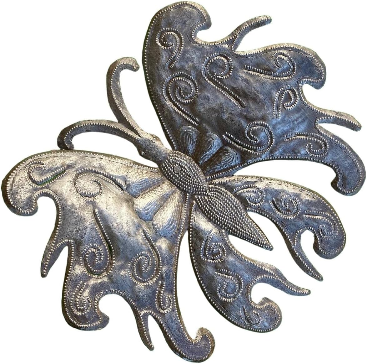 Handmade Haitian Sculpture, Butterfly Fluttering in the Garden, Home Decor Fall Plaques, Eco-Friendly 11 x10 Inches