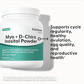 Fairhaven Health Myo-Inositol and D-Chiro Inositol Powder | 40:1 Ratio | Healthy Ovarian & Hormone Balance for Women* | Premium Vegan Supplement for Women | Non-GMO | 180 Servings