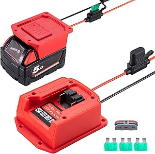 Power Wheel Adapter for Milwaukee 18V Lithium Battery Secure Battery Adapter with Fuse & Wire Terminal,14 Gauge Wire Power Convertor for DIY RC Trucks, RC Toys, Robotics, Work Lights