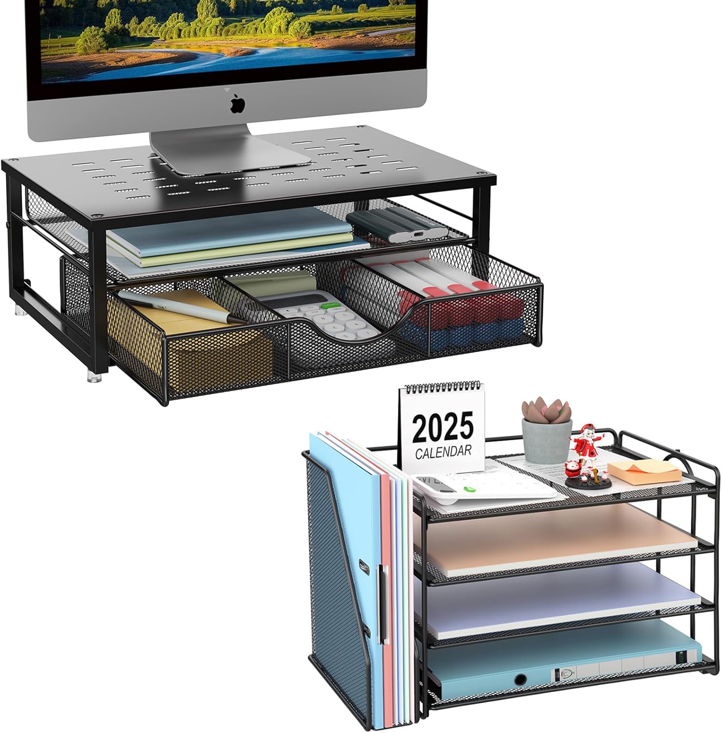 Amazon.com: gianotter Computer Monitor Stand Riser+4-Tier Paper ...