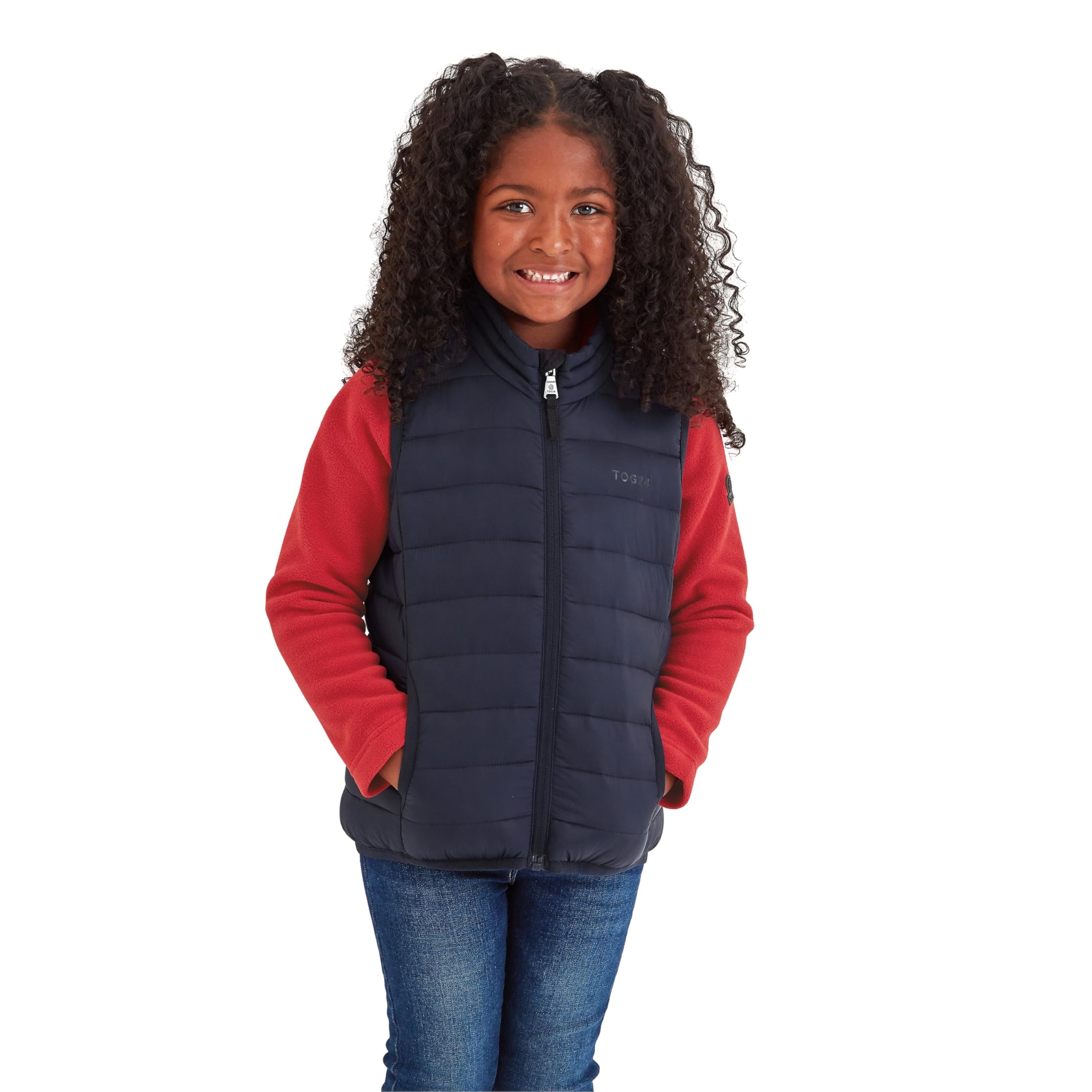 Tog24 Dark Indigo Gibson Kids Insulated Outdoor Gilet Wind-Resistant & Warm With Reflective Prints