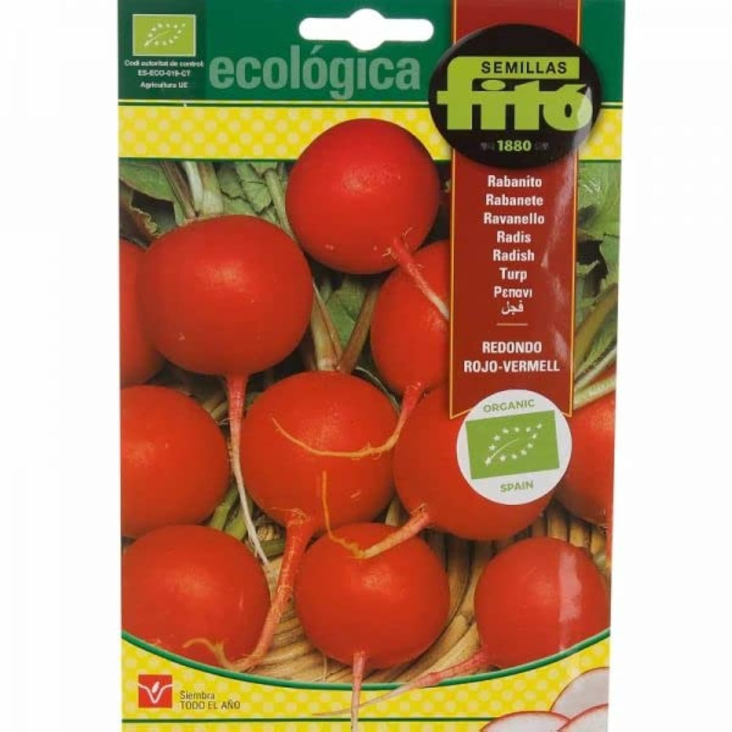 Ecologica Organic Redondo Red Radish Premium Quality Seeds by Fitó"Garden Care"