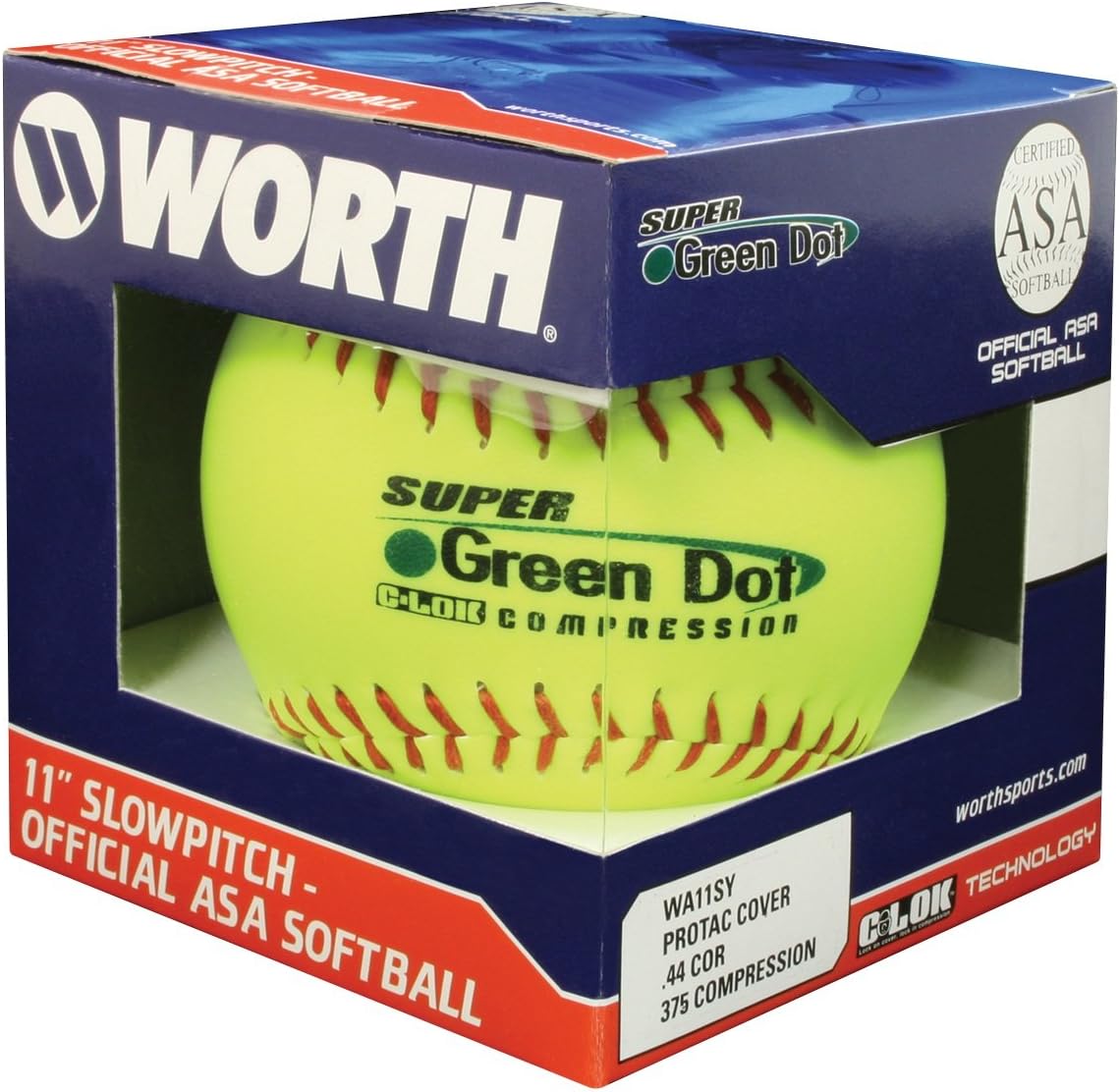 Worth 11Inch Slowpitch WA11SY Protac ASA Balls in a Box