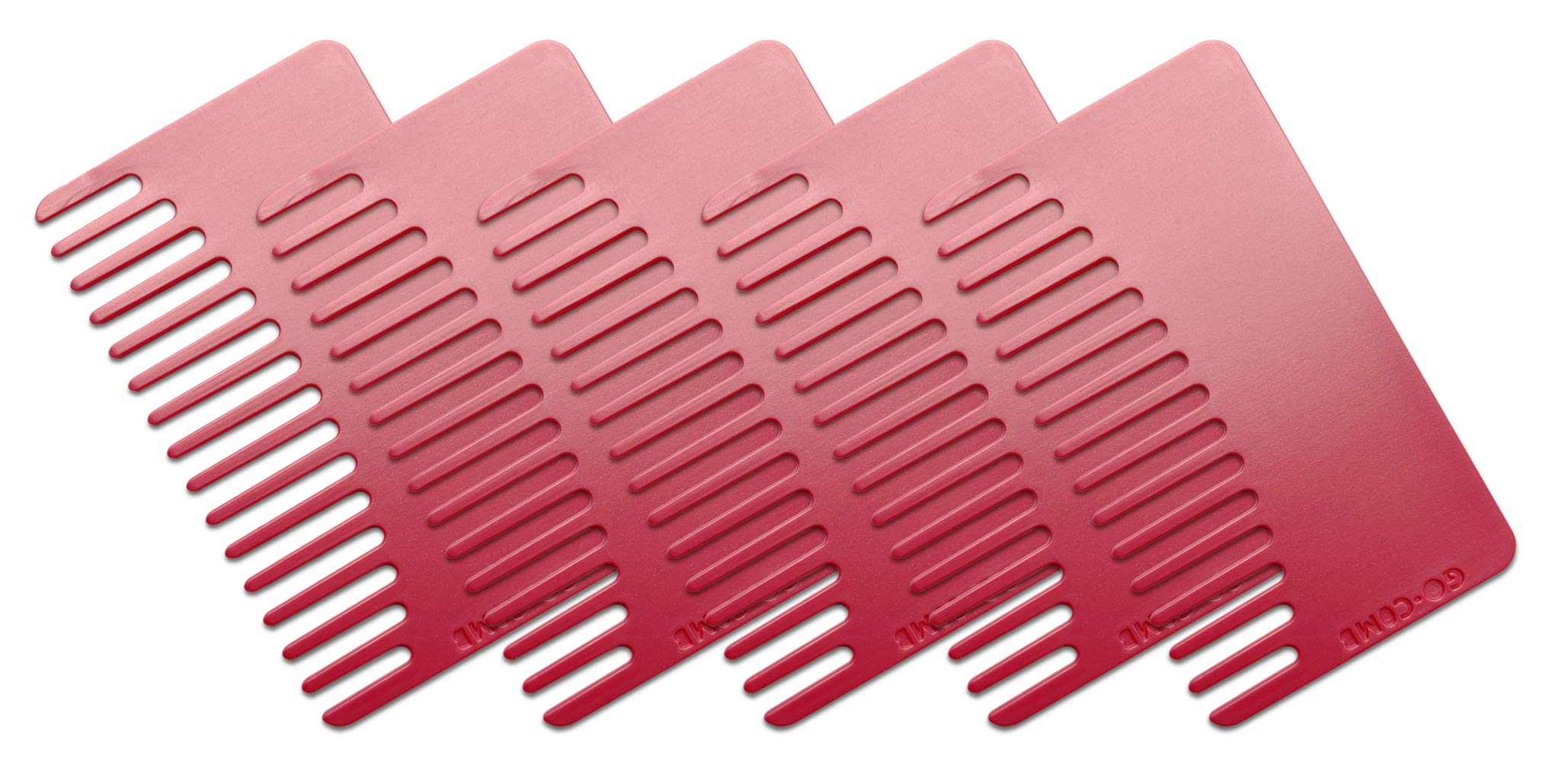 Go-Comb - Wallet Sized Hair & Travel Comb - Wide Tooth - Pink 5-Pack