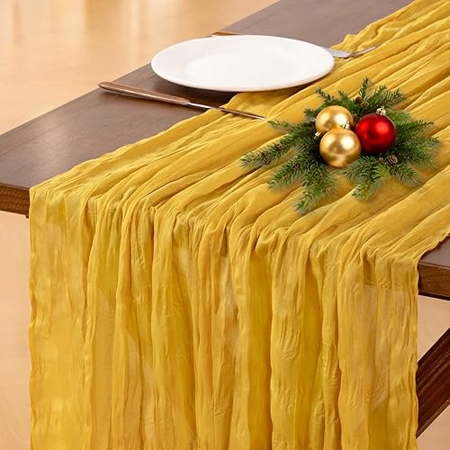 Vista 144 de Socomi - 10 caminos de mesa de gasa, estilo bohemio y rústico, para primavera, Pascua, bodas, fiestas, baby showers, cumpleaños y decoración, 120