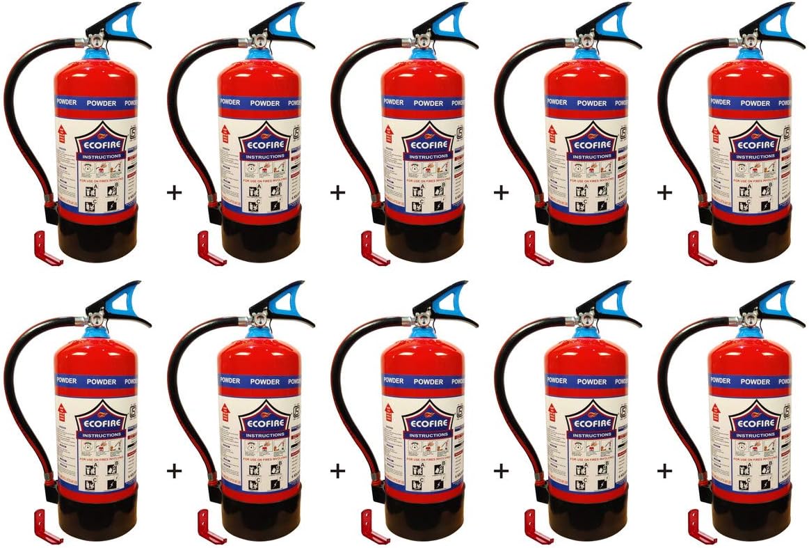 Eco Fire Abc Powder Type 6 Kg Fire Extinguisher (Red and Black) Pack of 10
