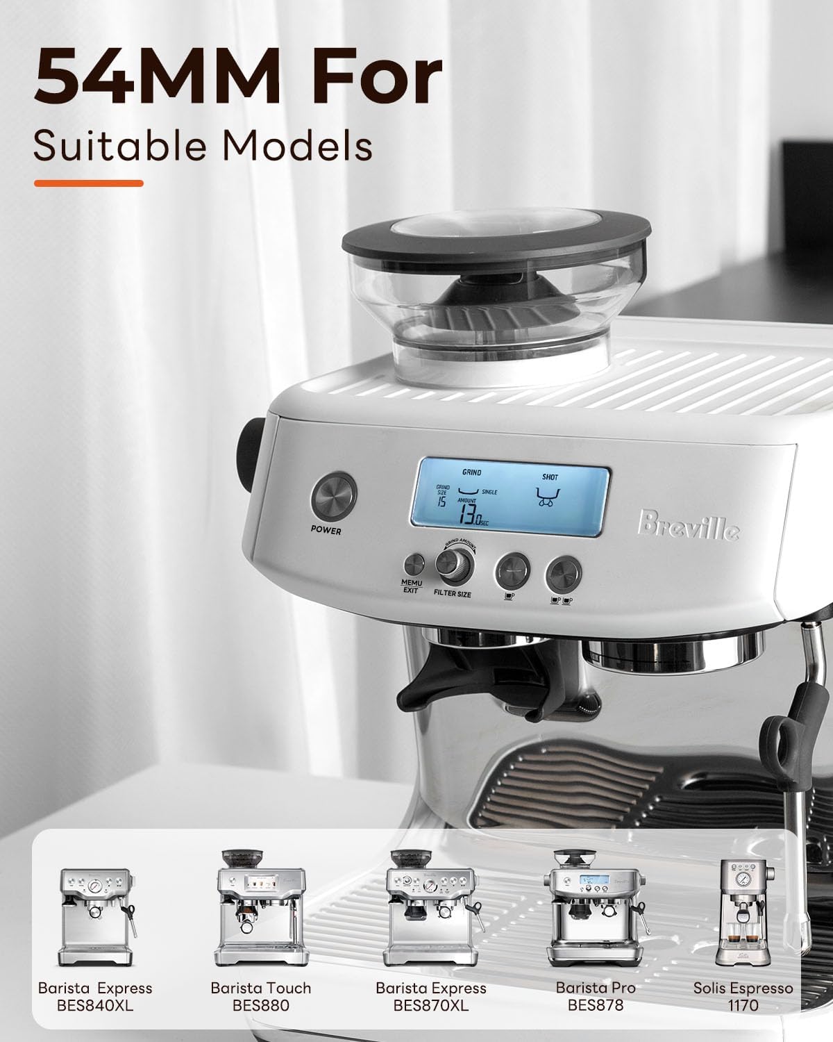 54mm Bottomless Portafilter Fits Breville Sage Barista Express Machines - MUVNA 3 Ear Naked Portafilter with 16g Double-layer Filter Basket, Blue - Image 3