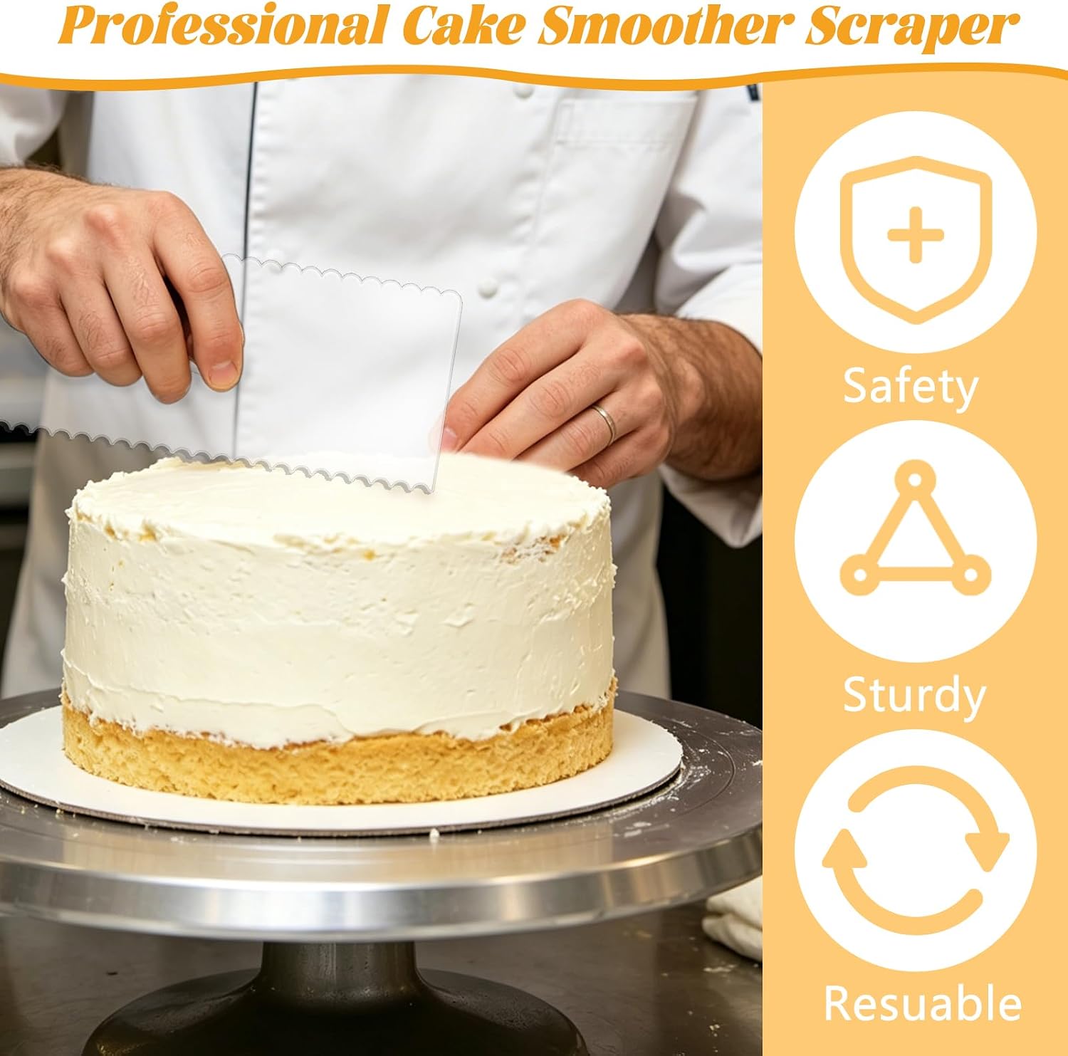 LNAUJS 6-Piece Clear Acrylic Cake Scraper Set – Icing Smoother & Edge Comb for Buttercream Frosting, Cake Decorating Supplies, Mousse, and DIY Baking Tools