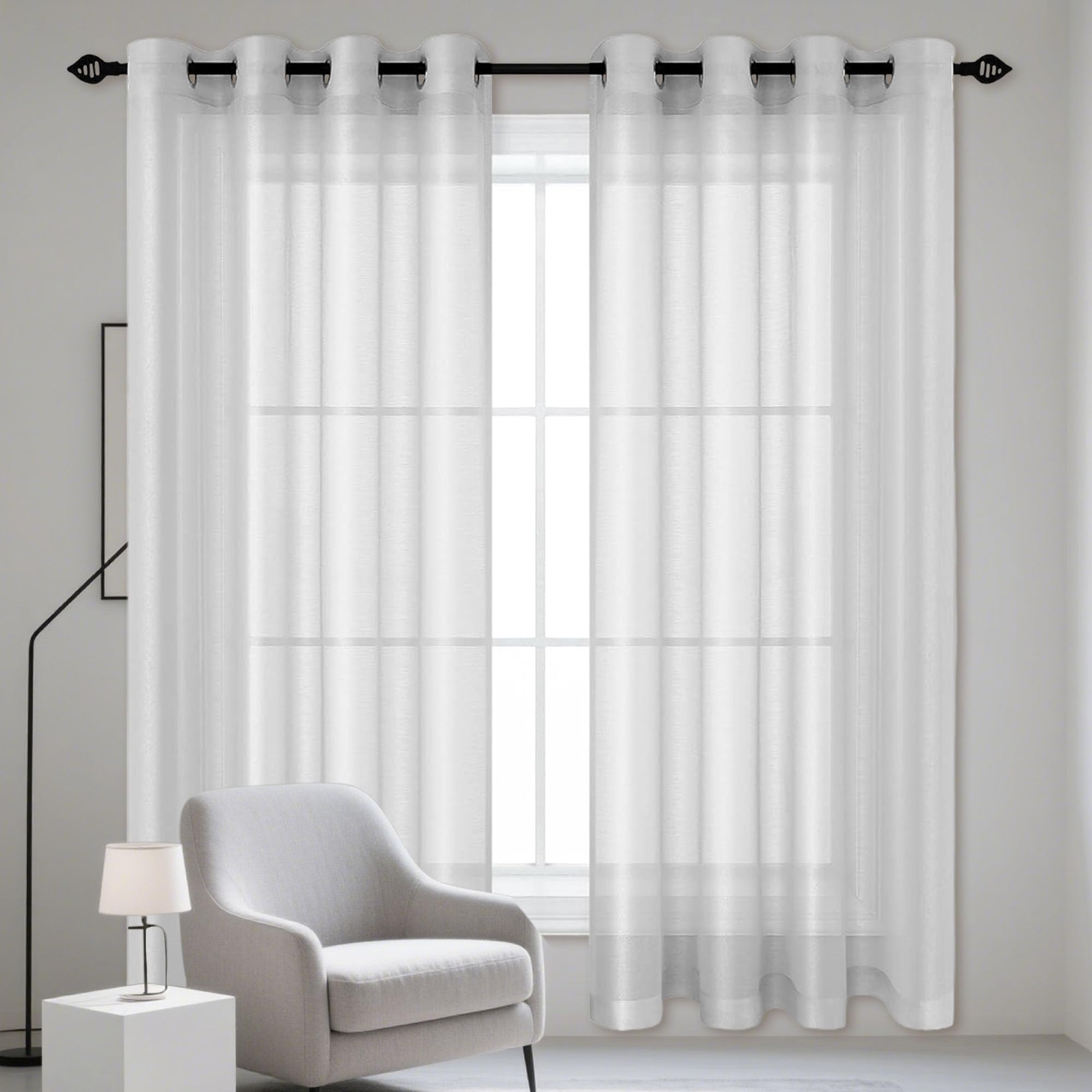 Voilage tamiser la lumiere rideau transparent gris pour fenetre et placard
