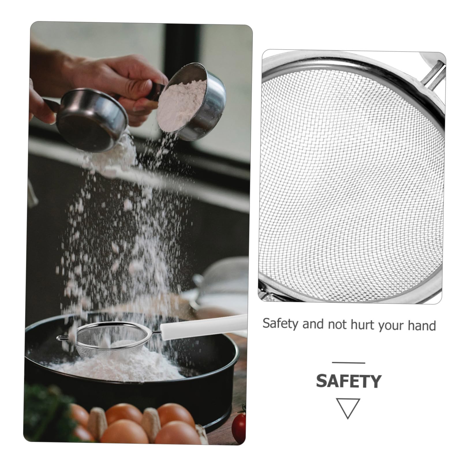 OFFSCH 2pcs Stainless Steel Mesh Sieves Small Large Strainers for Baking Cooking and Food Prep Household Kitchen Gadgets Silver Blue