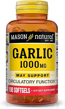 MASON NATURAL Garlic Oil 1000 mg, 100,Day Supply Softgels, Supports Normal Circulatory Function, 1 Pack