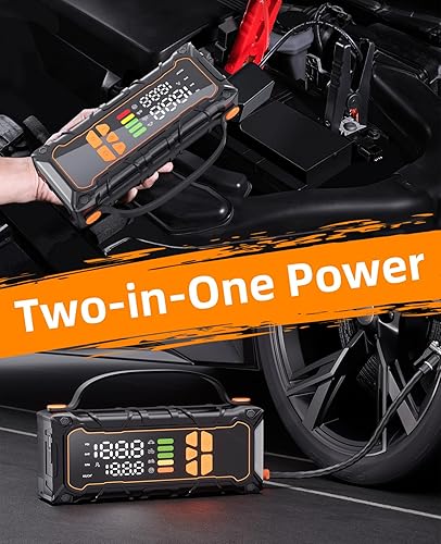 Miniatura 2 de Arrancador de batería portátil, arrancador de salto con compresor de aire, 4000 A 12 V (7.0 L de gas 6.0 L diesel) con inflador de neumáticos de 160