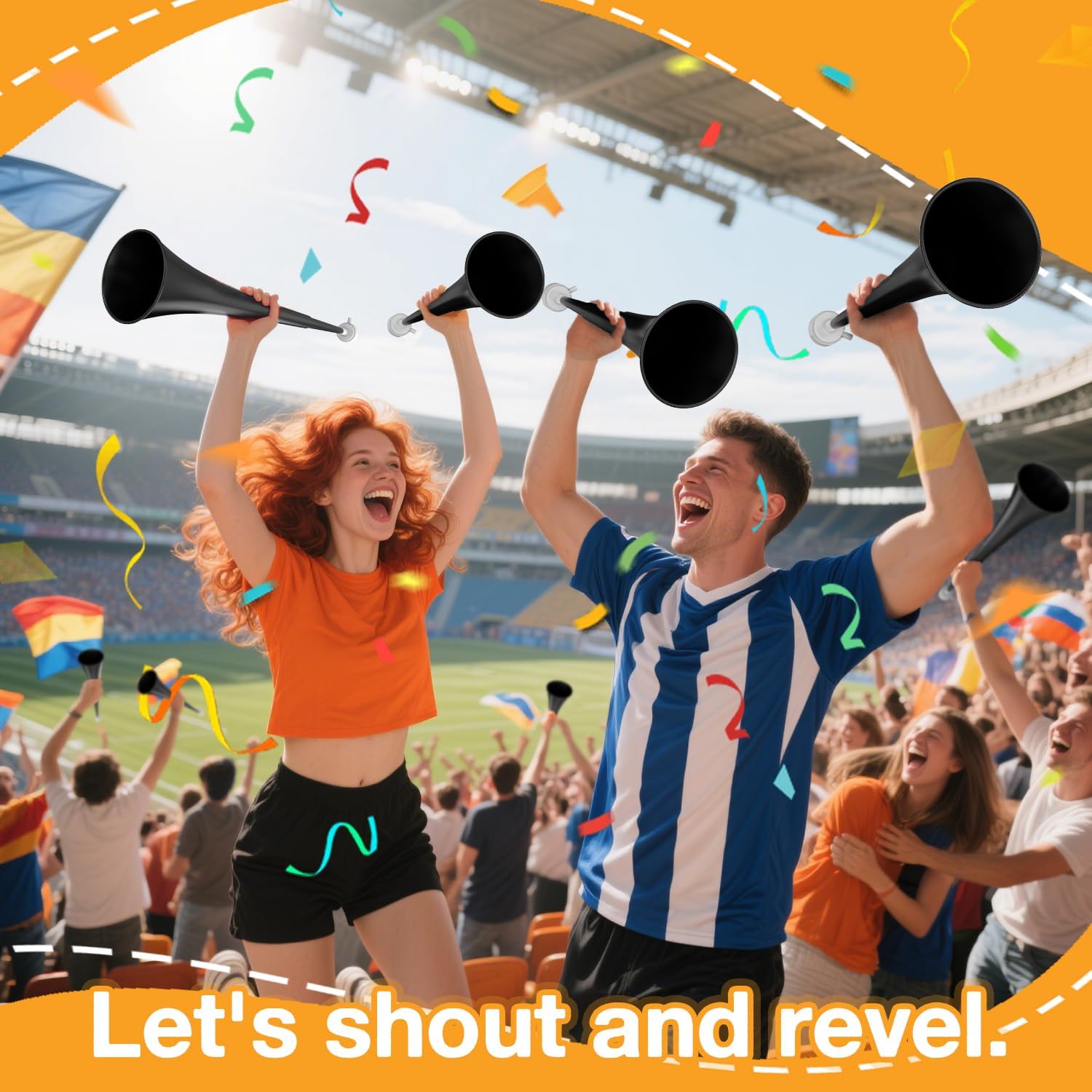 Vuvuzelas Soccer Horn Collapsible Stadium Hockey Blow Stadium Noise Maker Loud Sound Blow Noisemakers Sports Trumpet Horn maker for Sports Events Parties Supplies Favors Accessories (black)