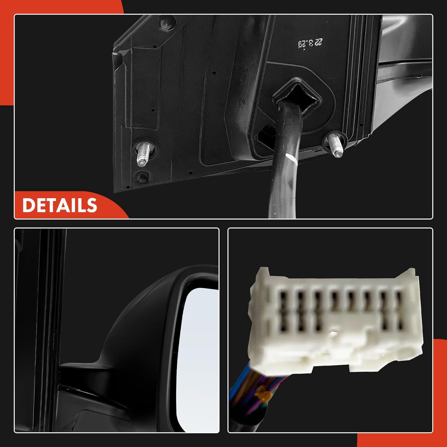 A-Premium Passenger Side Power Door Mirror - Compatible with Honda CR-V CRV 2016 - Heated Manual Folding Black Outside Rear View Mirror with Turn Signal - Replace# 76208T1WA21