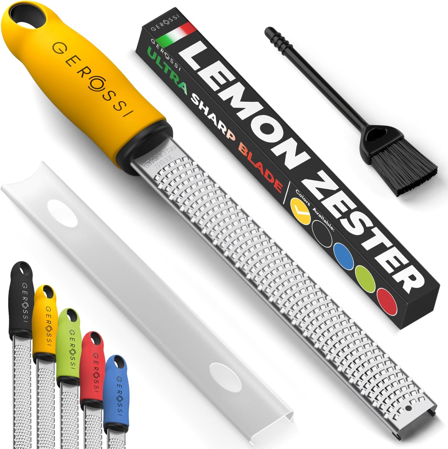 Stainless Steel Cheese and Citrus Zester Grater w/Extra Sharp Blade – Perfect for Lemons, Parmesan, Garlic, Chocolate – Spice Up any Kitchen Dish in Seconds with Your Premium Hand Held Shredder