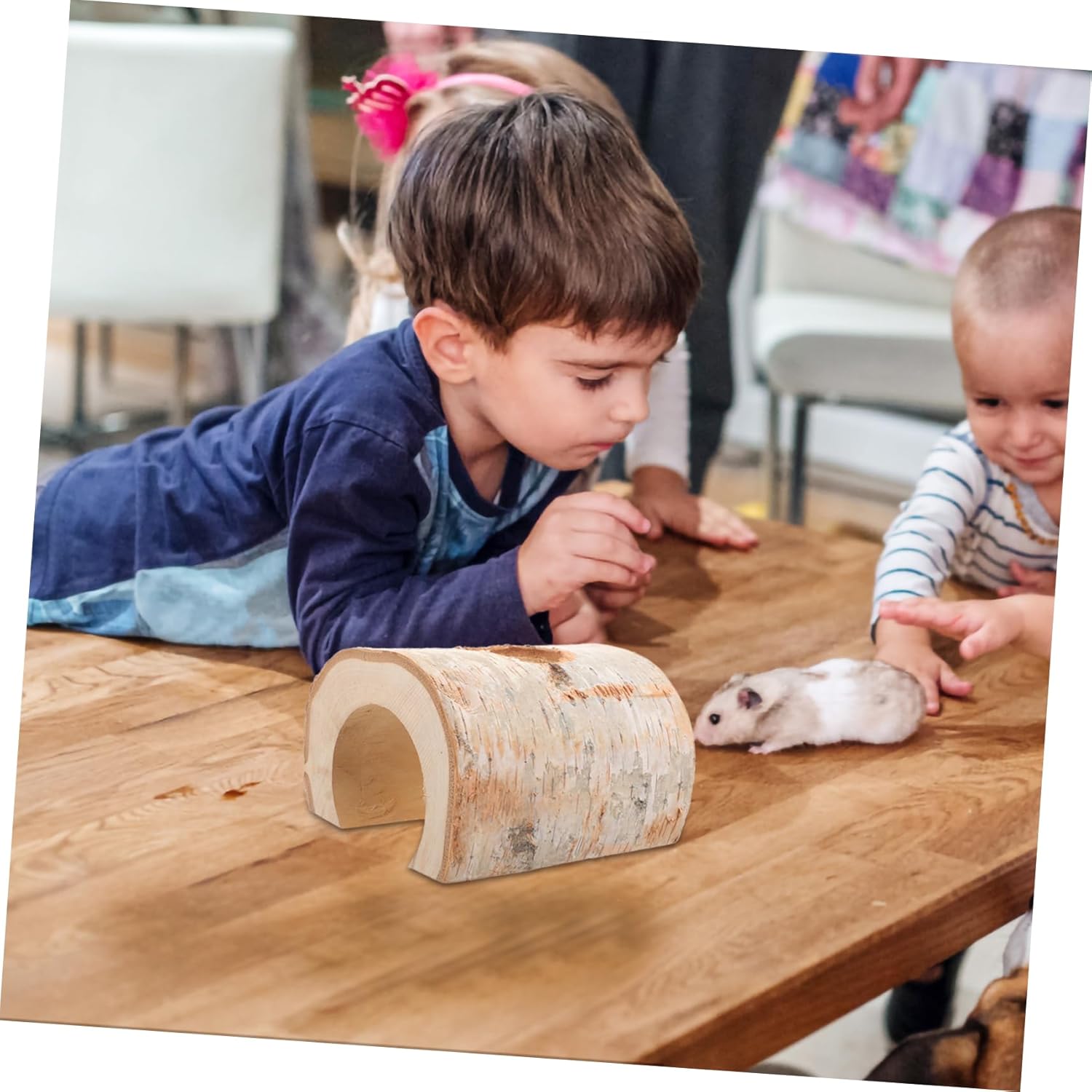 Yardwe Natural Wooden Hamster Tunnel Hideout Cave for Gerbils Breathing Space