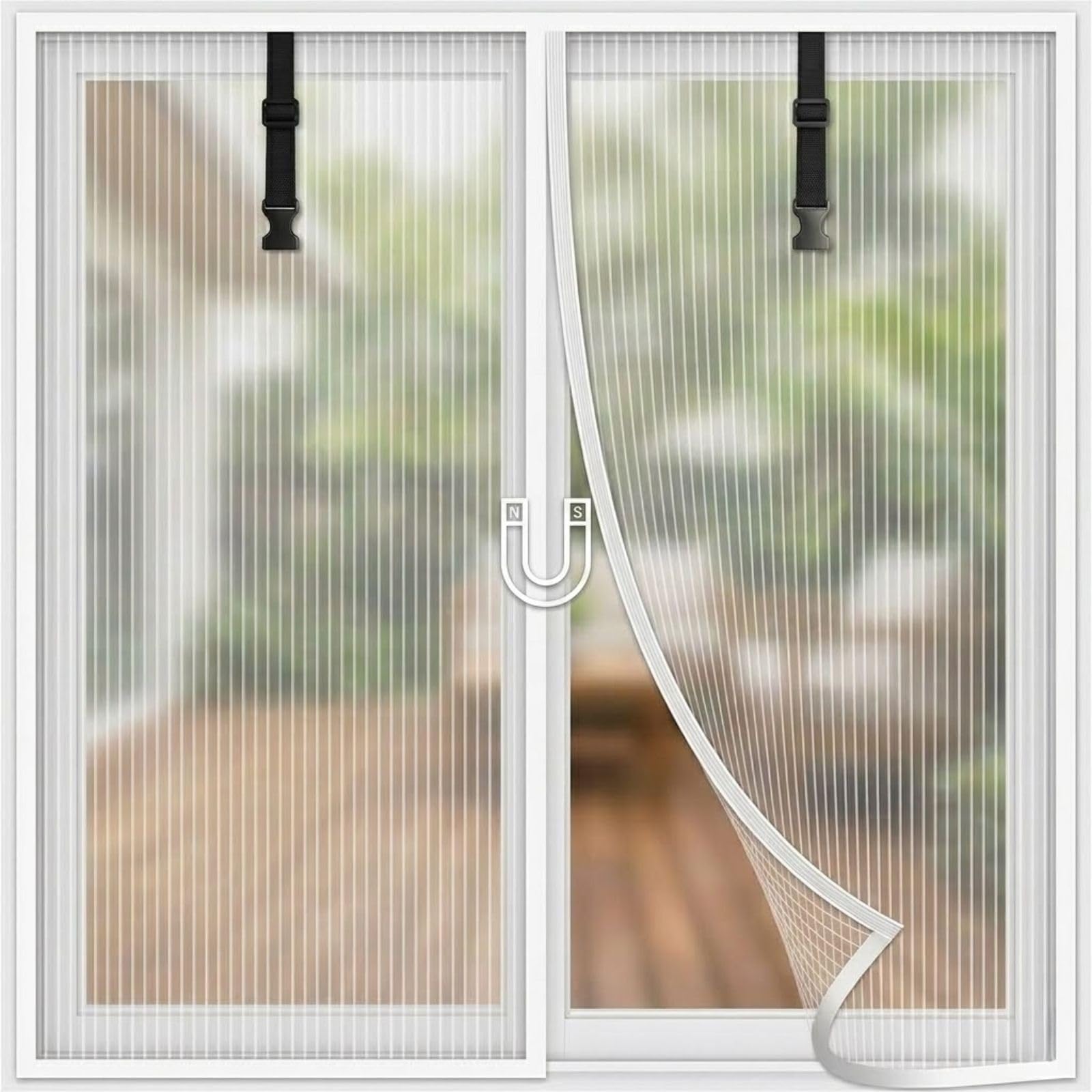 Figpmwld White Magnetic Window Screen, Self-Adhesive, Fiberglass Mesh, Multicolor, Multiple Sizes(,65X120cm)