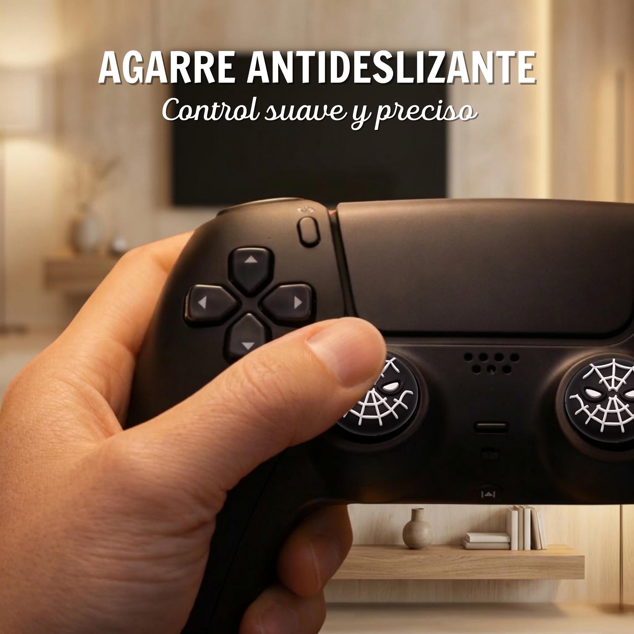 MME Protector Joystick Compatible con Mando PS5 PS4 Xbox, Funda Joystick PS4, Grips Mando Play 4, Accesorios PS5, Joystick ps5, Agarres para el Pulgar para PS4 (Negro)
