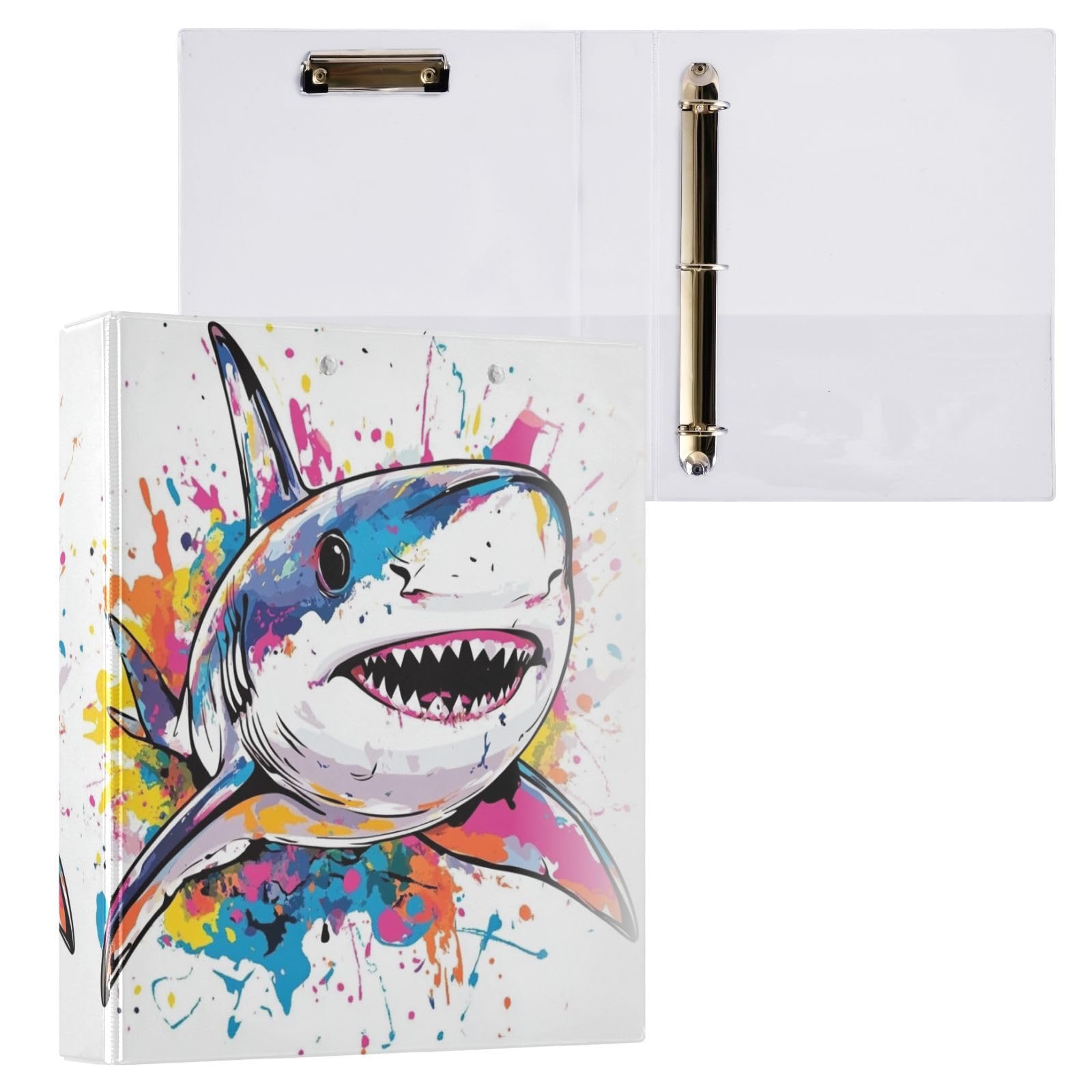 Raccoglitori da 1 e mezzo pollice per la scuola Cartoon Cute Graffiti Blue Shark