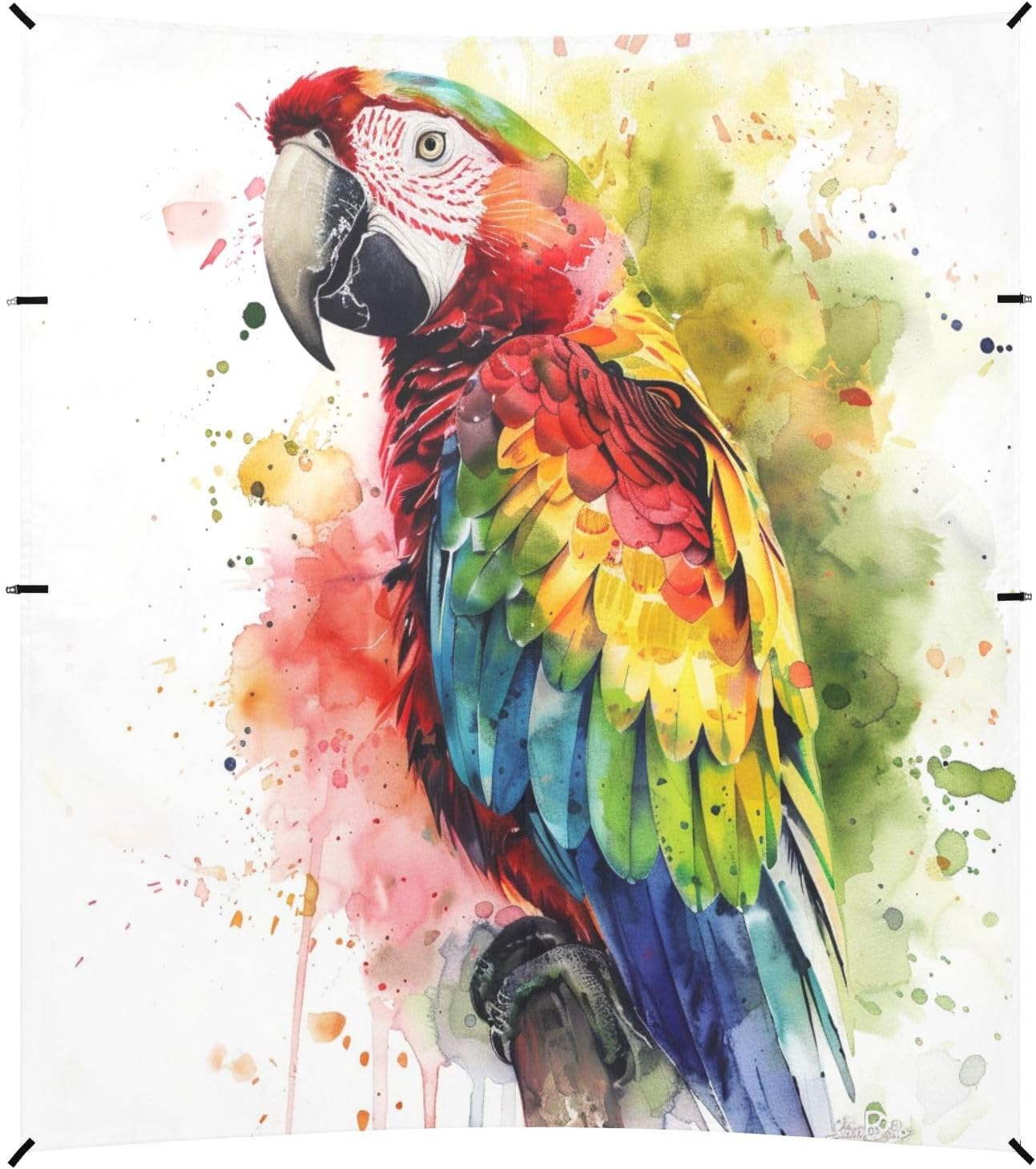 ALAZA Parrot Portrait Beach Tent Sun Shelter UPF50+ Protection Beach Shade Canopy w/ 4 Sandbags for Outdoor Camping, Fishing, Backyard Fun, Picnic, 10x9 ft