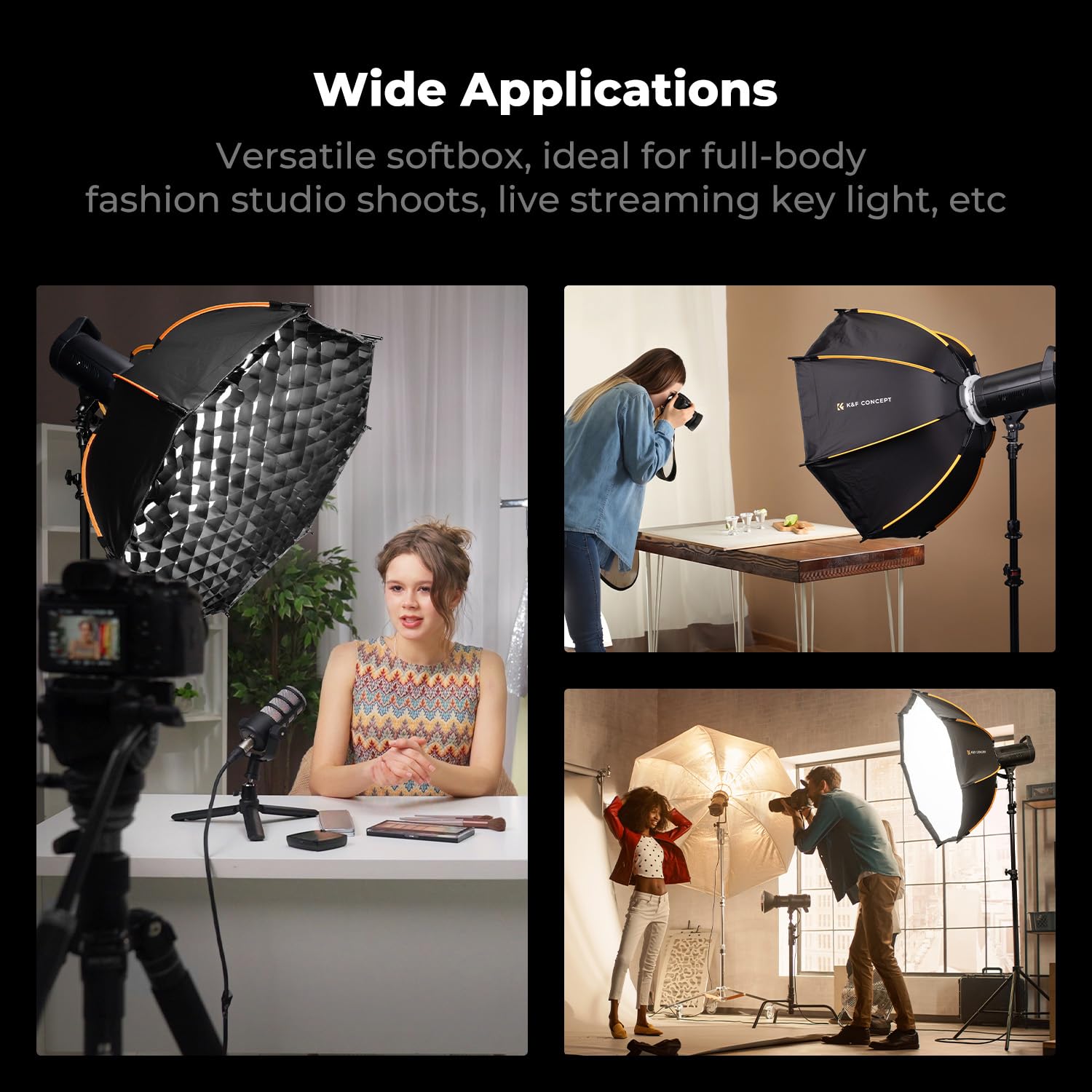 K&F CONCEPT Szybki montaż ośmiokątny softbox 90 cm