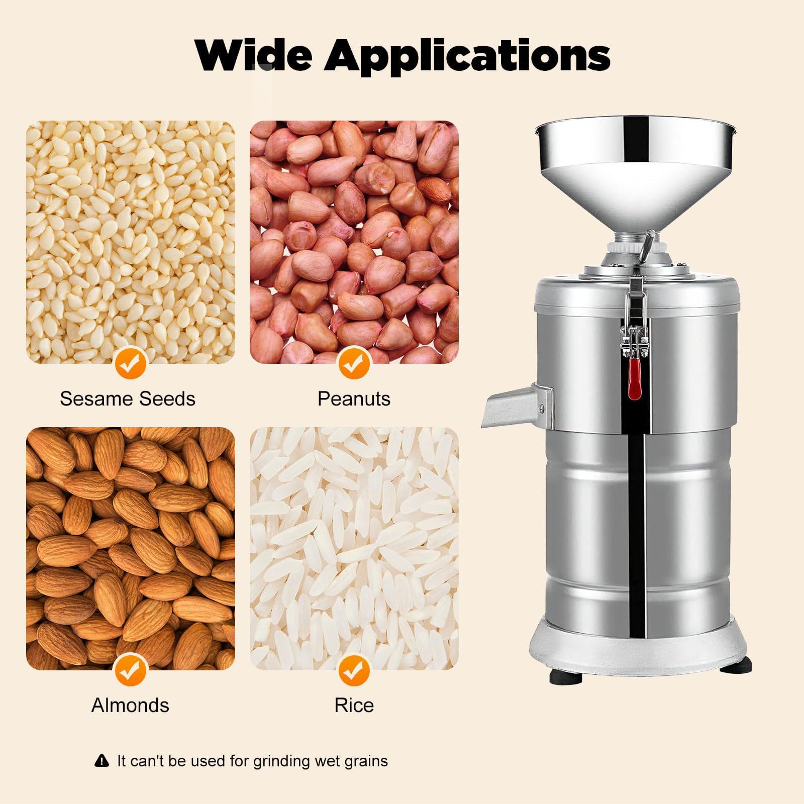 33 lb/h 1100W Kommerzielle Nussbutter-Maschine | Hochleistungs-Edelstahl-Erdnuss- & Sesam-Mühle mit Konsistenzkontrolle | Geeignet für Restaurant, Hotel, Lebensmittelproduktio