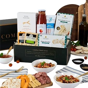 Italian Food Gift Basket of Pasta, Marinara, Cheeses, Sausage, Crackers and Cookies by