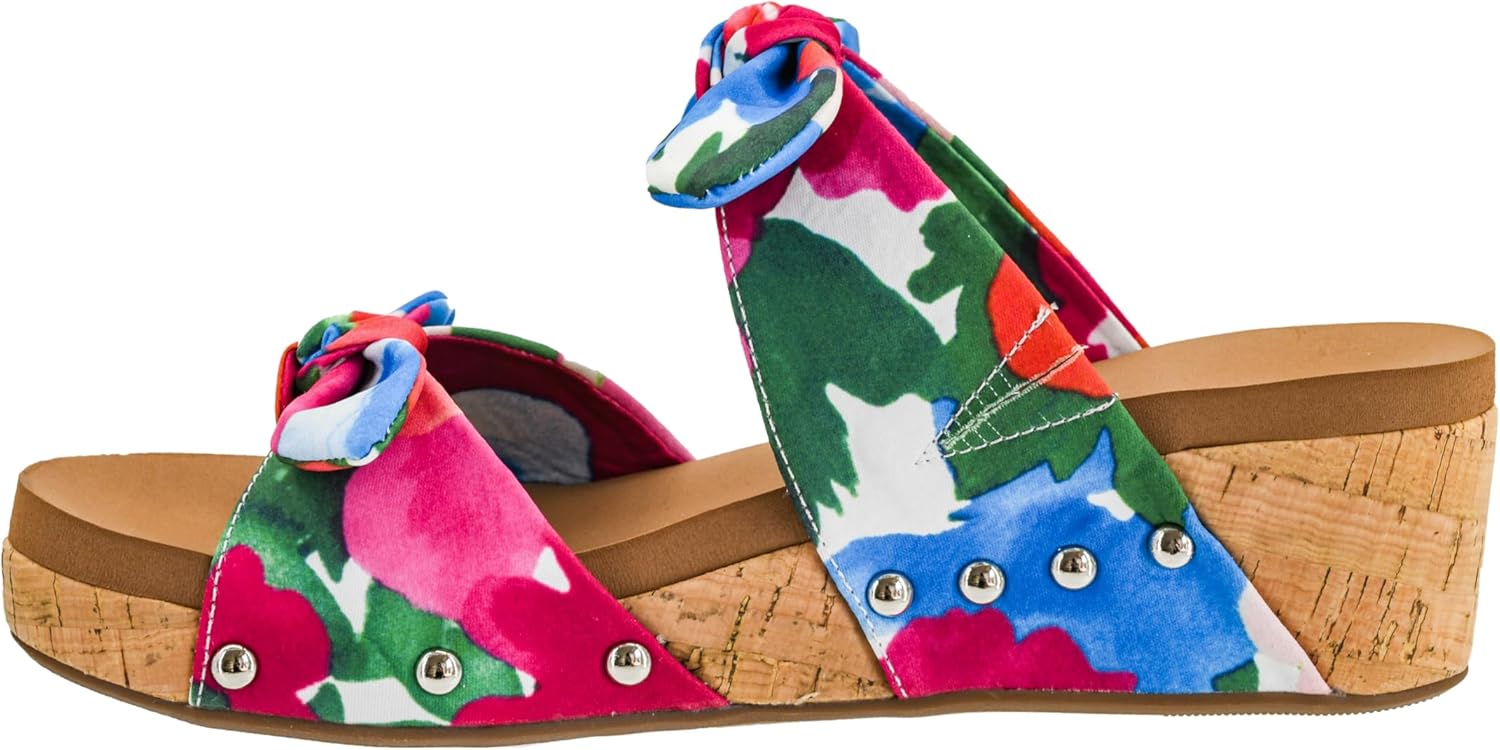 Corkys Footwear Women's Sittin Pretty Wedge Sandal - 2 Inch Cushioned Wedge, Slip On Closure for Comfort & Style, Perfect for Casual & Dressy Outfits, All Day Wear