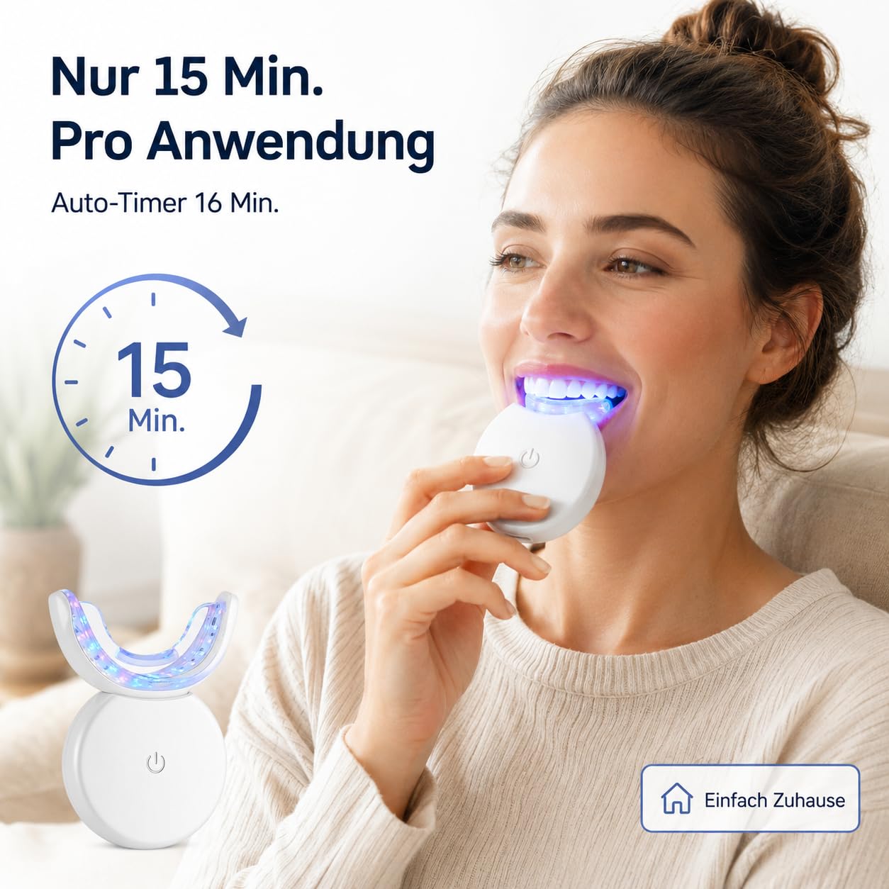 Wellawhite Teeth Whitening Zahnbleaching Set Für Zuhause Mit LED Licht Mundschiene Gel Für Gelbe Zähne Kaffee Tee Rotwein Verfärbungen (Schwarz)
