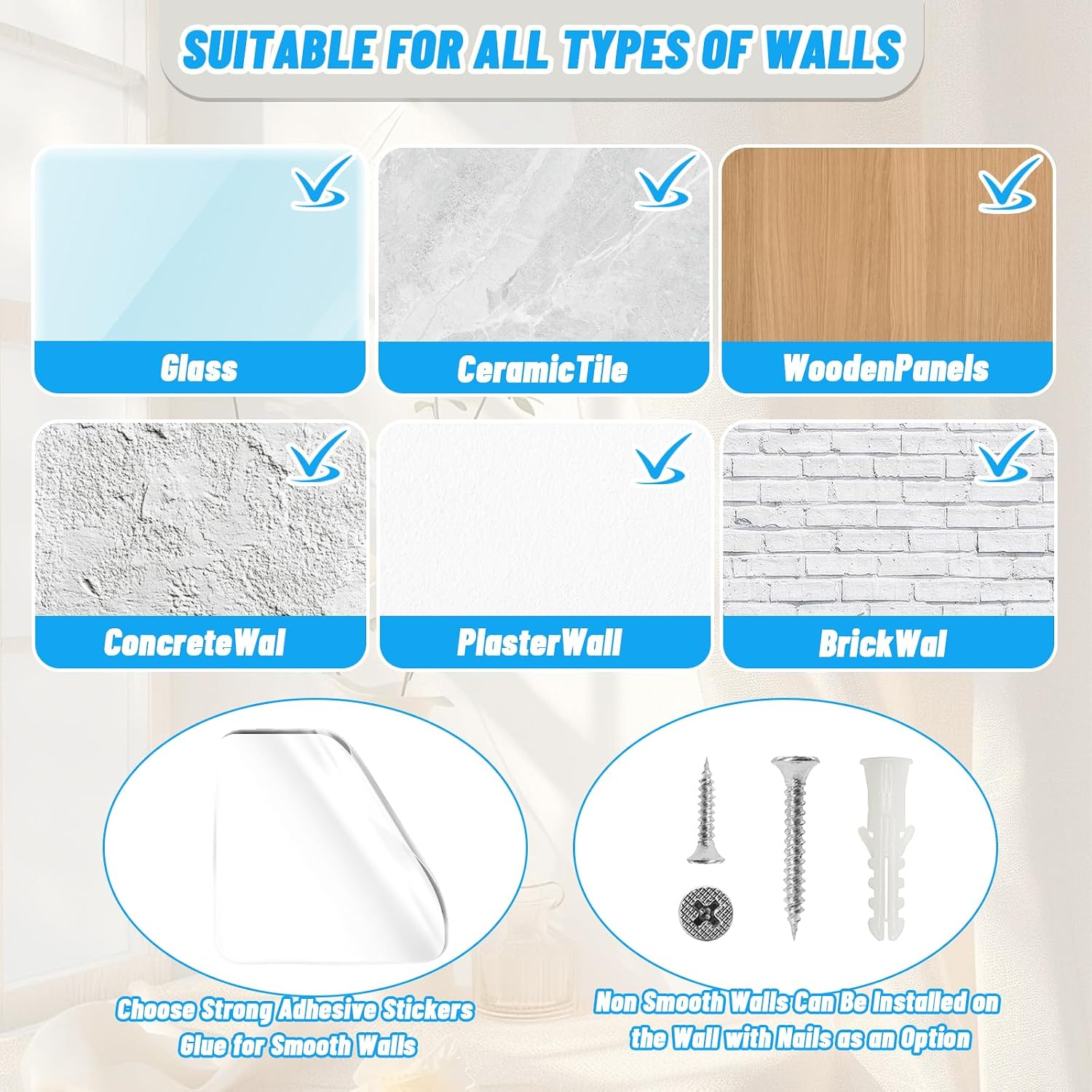 3 Pack Adhesive Wall Mount for Blink Mini/Blink Mini 2/ Blink Indoor/Blink Outdoor Cameras, No Drilling, No Screws, Easy Installation