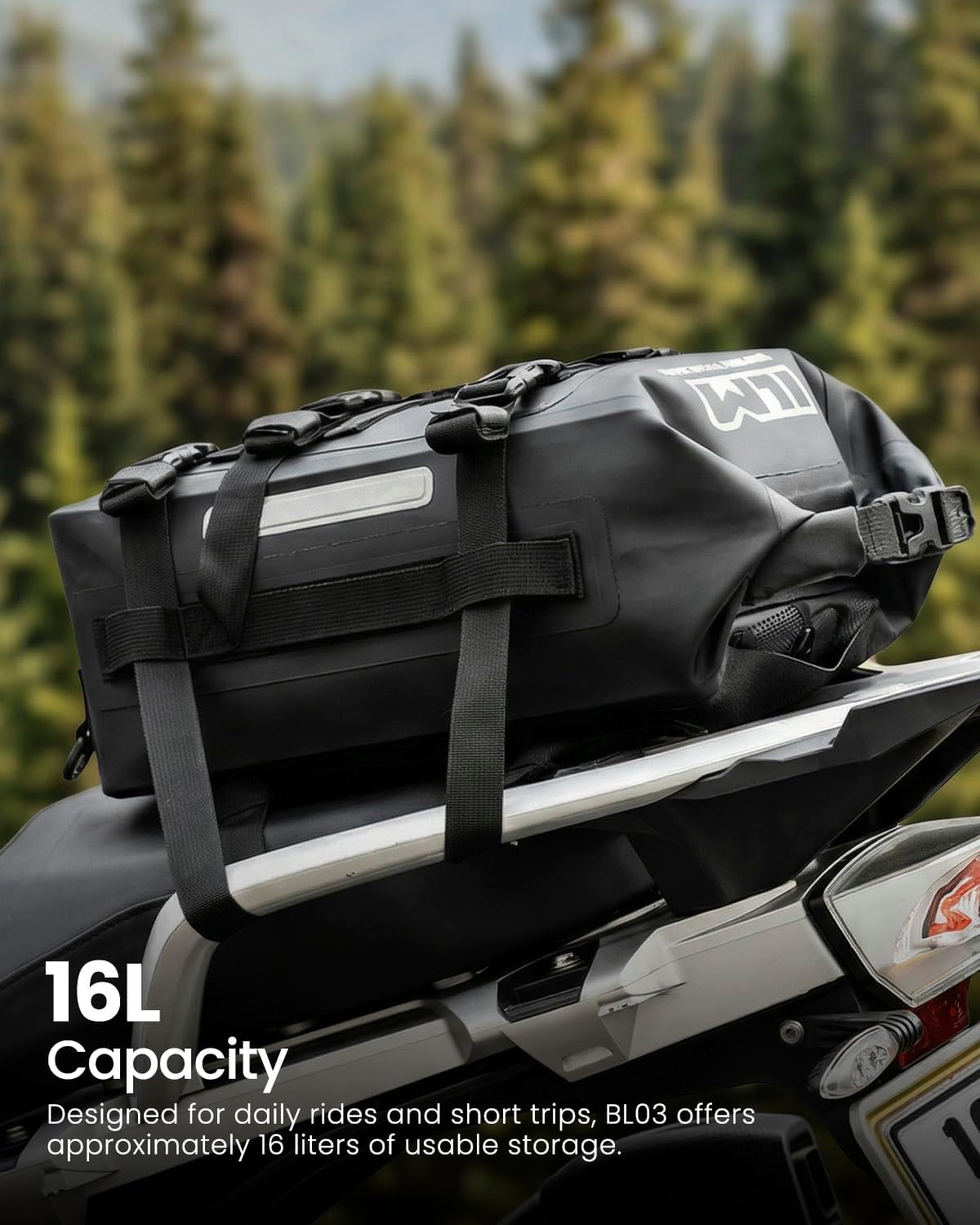 ILM Motorcycle Tail Bag Waterproof 16L Saddle Crash Bar Bags Pannier for Bicycles ATV Dual Sport Model BL03