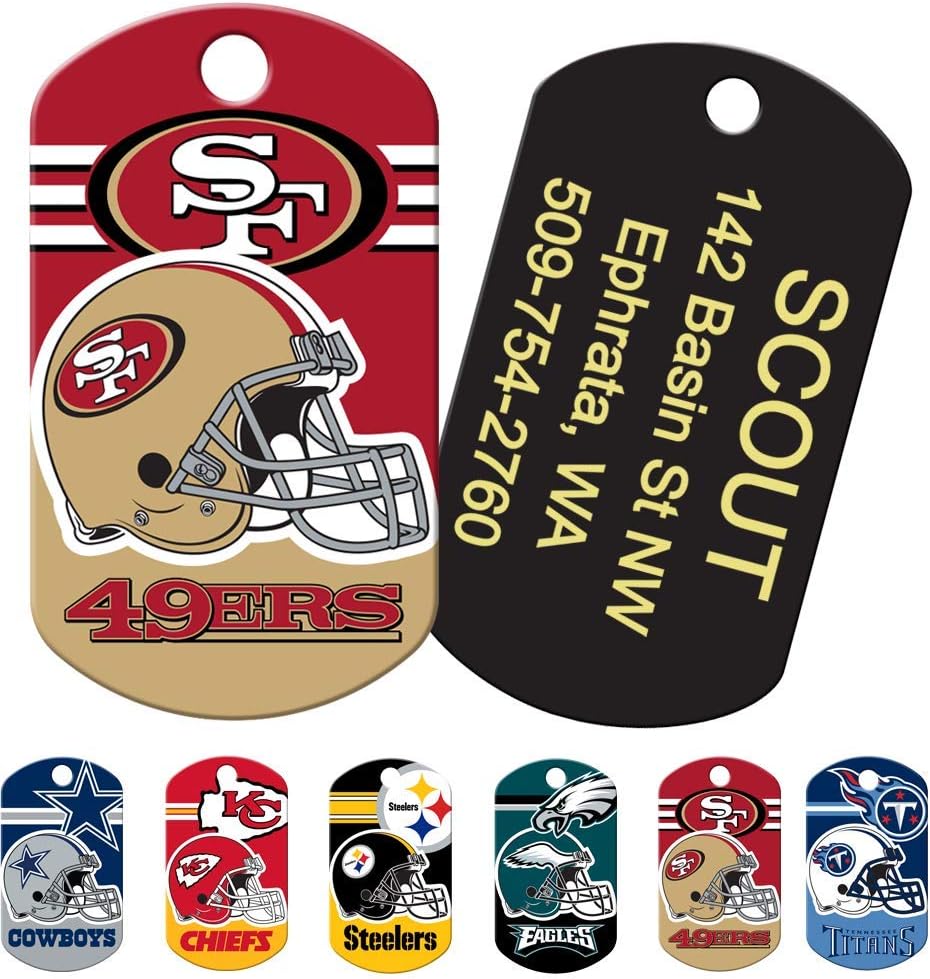 GoTags Personalized NFL Dog Tags, Custom Engraved Pet ID Tag, Denver Broncos, Military Shape image 4