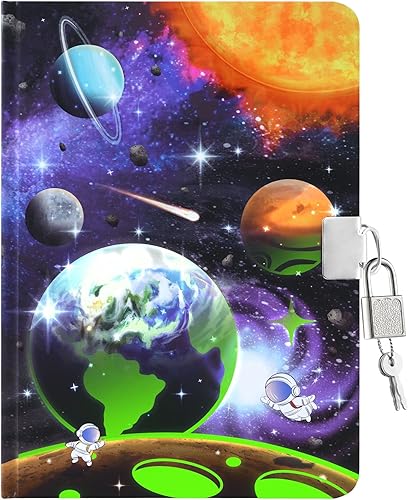 Miniatura 9 de WERNNSAI Diario luminoso de béisbol para niños, diario secreto con cerradura y llaves, cuaderno de diario para niños, regalo de cumpleaños y Navidad