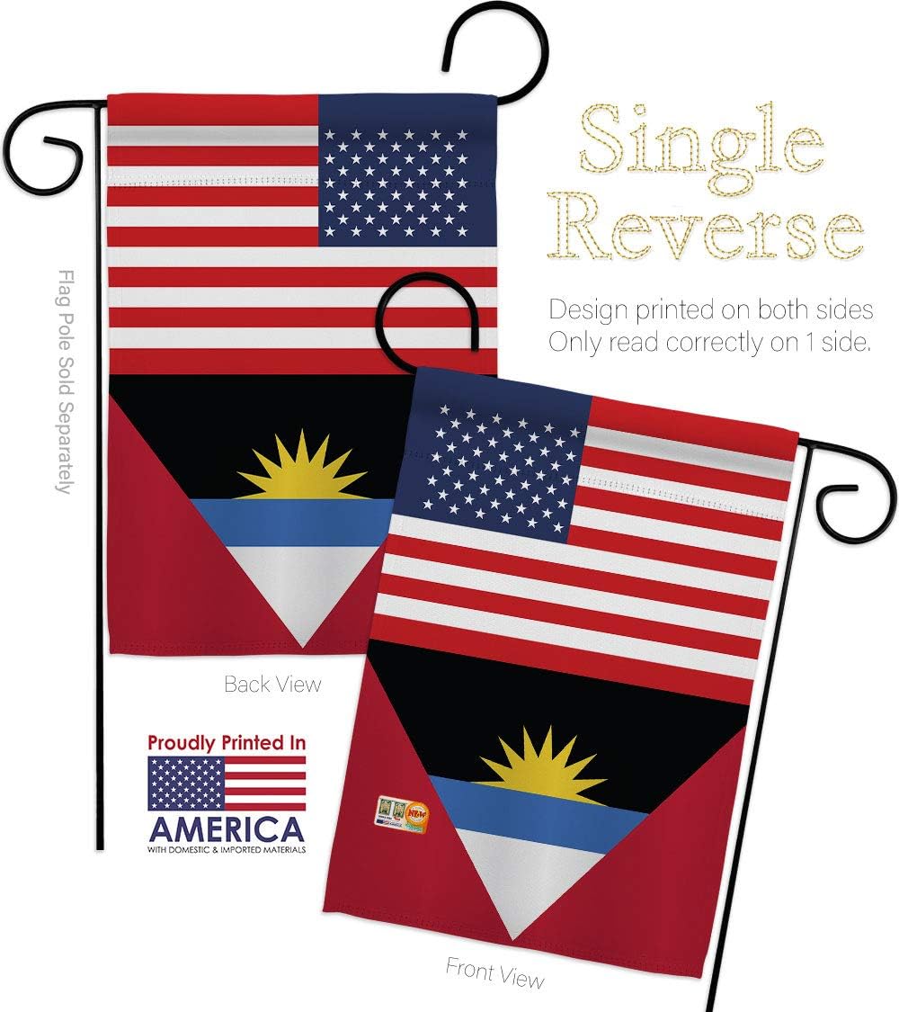 Antigua and Barbuda US Friendship Garden Flag Set Wall Holder Regional USA American Alliance World Country Particular Area Small Decorative Gift Yard House Banner Made In 13 X 18.5