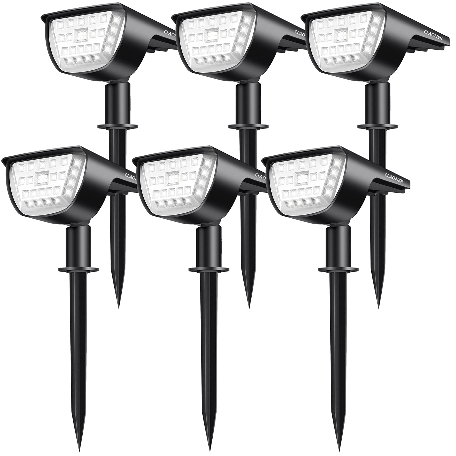 CLAONER 32 LED Solar Landscape Spotlights, Wireless Waterproof Solar Landscape Lights Outdoor Solar Powered Spot Lights For Yard Garden Driveway Porch Walkway Trees Patio Cold White 6 Pack - View #2